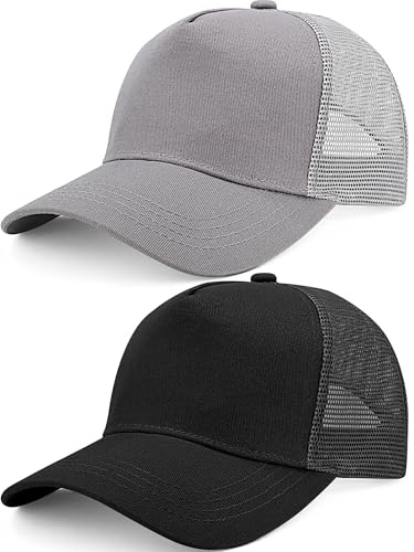 Hoocl Trucker Cap Herren Basecap Damen Baseball-Kappen Snapback Kappe Baseballkappe Mesh-Back Baseball Cap Verstellbar Mütze Schwarz für Draußen Sport Running Freizeit