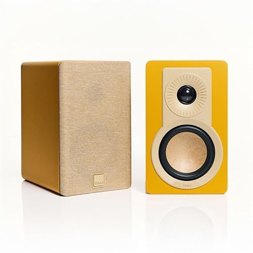 DALI KUPID Premium Compact Passive HiFi Bookshelf Speakers, 2-Way Design with 4.5 in. Woofer and 1 in. Tweeter, Including Wall Mount (Pair) – Gold Yellow