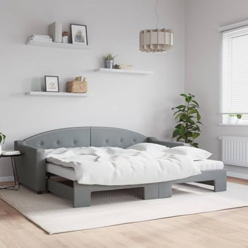 Emmtore 2-in-1-Tagesbett,Sofabett,Gästebett Schlafsofa für Schlafzimmer Wohnzimmer,Sofa Ausziehbett,Hellgrau,90 x 200 cm,mit Bettkasten & Matratze