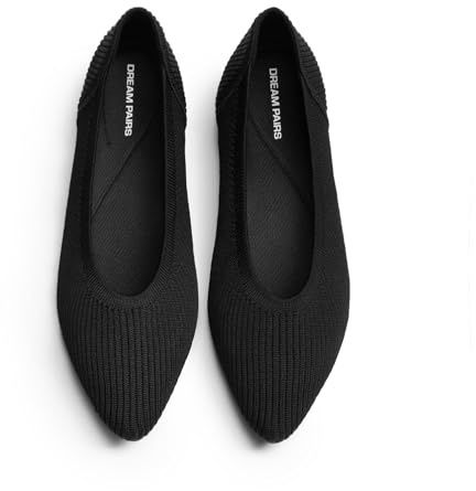 DREAM PAIRS Women's Knit Ballet Dressy Flats Comfortable Washable Flexible Breathable Casual Classic Work Office Walk Pointed Toe Flats,Size 9,Black,SDFA26003W