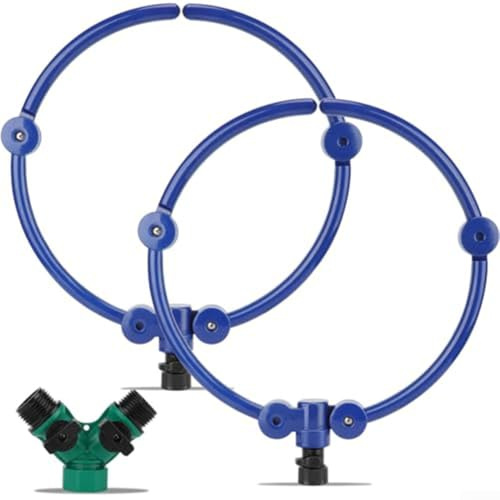 SMZhomeone 2 sistemas de riego de árboles de 360° con anillo de aspersor redondo de 13 pulgadas y flujo ajustable para riego profundo de raíces de árboles, flores y arbustos en jardines y patios (2