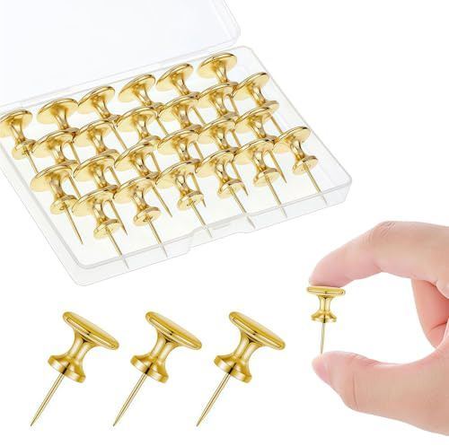 Ruispeed 30 Stück Große Metall-Reißzwecken in Gold – 1,14 Zoll Riesige Pinnadeln mit 9 kg Tragkraft für Poster, Landkarten, Korktafel und Wanddekoration im Büro, Zuhause oder Klassenzimmer