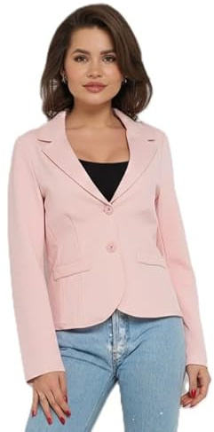 Ballandoro Blazer dam sportig elegant – jacka för byxor affärskläder curvy, kofta kort ofodrad, sweatblazer italienskt mode, Pulverrosa, XL