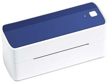 CCZRD Impresora De Etiquetas Térmicas con Bluetooth, 118mm, Portátil Postales Dirección, Ampliamente Utilizada Impresión Rápida Nítida Cada Etiqueta(White Blue)