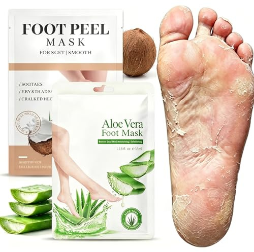 Fußmaske Socken, Intensive Feuchtigkeits Fußmaske, Hornhaut entfernen fuß, für geschmeidige und zartere Füße, Fußpflege für Trockene und Rissige Füße, Fußpflege Geschenke(Aloe Vera + Kokosnuss)