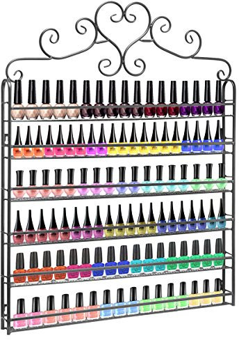 FullBerg 6 Etagen Metall Nagellack Wandregal Wandregal Lippenstift Halter Geburtstag Geschenk für Frauen (Schwarz)