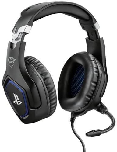 Trust Gaming GXT 488 Forze Gaming-Headset PS4 und PS5, offizielle Lizenz für PlayStation, Klappmikrofon, 50 mm aktive Lautsprecher, geflochtenes Nylonkabel, 1,2 m, Schwarz