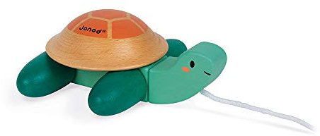 Janod - Tortuga de Arrastre de Madera - Juguete de Arrastre - Juguete Primera Infancia - Motricidad e Imaginación - Colaboración con WWF - Certificado FSC - Desde 1 Año, J08608
