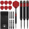 KOTO - Kingprove Black & Red Brass Darts Dartpfeile 24 G, Rot, Darts Set inkl. 3 Barrels,Flights + Shafts & Dartwallet, Fester Ringgrip