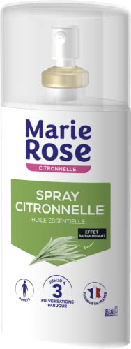 MARIE ROSE - Spray Citronnelle Huiles Essentielles - 100mL - Effet rafraichissant - Odeur Parfumée Huile Essentielle de Citronnelle - Fabriqué en France