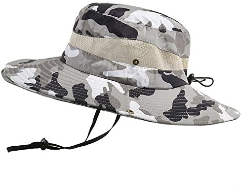 LUMoony Sonnenhut Herren 1Pcs Sonnenschutzhut Outdoor Wanderhut Fischerhut Trekking Faltbar Safari Hut Camouflage Abgerundete Hut Fischer 55-60CM Dschungelhut Gartenhut Anglerhut Unisex