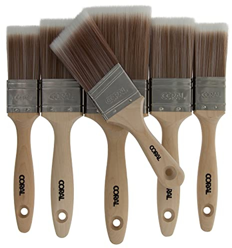 Coral 31599 Painter's Pack - Juego de 6 Pinceles de Pintura de Grado Profesional con Madera FSC, Juego de 6 Piezas, 2 x 1.5 Pulgadas, 2 x 2 Pulgadas, 3 y 2 Pulgadas