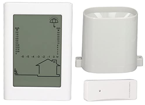 Fyearfly Digitaler Regenmesser, Wetterinstrument Elektronisches Digitales 3-in-1-Außenüberwachungssystem Für Den Außenbereich Mit Orangefarbener Hintergrundbeleuchtung