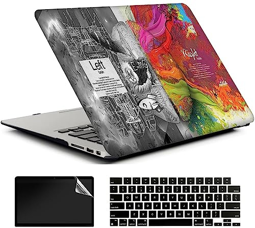 AMCJJ Kompatibel mit MacBook Pro 14 Zoll Hülle 2023 2022 2021 M3 A2918 A2992/M2 A2779/A2442 M1,Schutzhülle Cover & EU Tastaturschutz & Displayschutz,Linkes Rechtes Gehirn 2