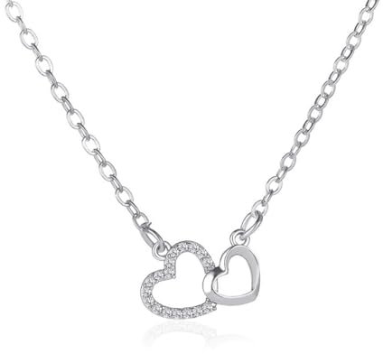 EIHI Collana a Forma di Cuore da Donna, Collana a Forma di Cuore, Collana da Donna, Collana con Ciondolo a Forma di Cuore Doppio, Regalo per Moglie, Signora, Madre, Fidanzata, Famiglia