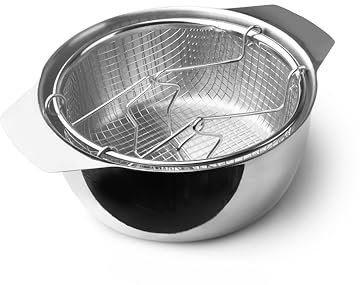 IBILI - Freidora con cestillo y tapa induktion, 20 cms, Acero inoxidable, Apto para induccion