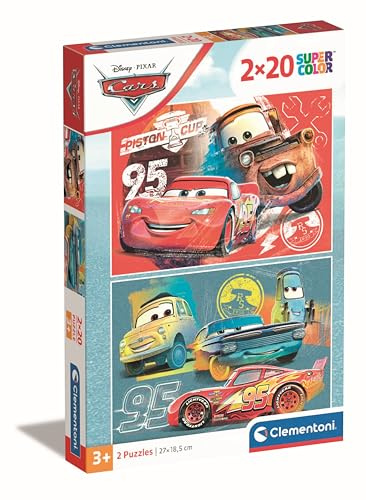 Clementoni Disney Cars Kinder Puzzle 2 x 20 Teile - Disney Puzzle 27 x 19 cm für Kinder ab 3 Jahre - Geschicklichkeitsspiel von Clementoni 24808
