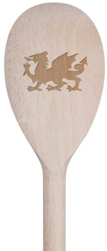 Azeeda 'Symbol of Wales' Wooden Spoon - 30cm (SO00021994) | Cooking Utensil for Stirring, Baking, Sauces and Food Preparation