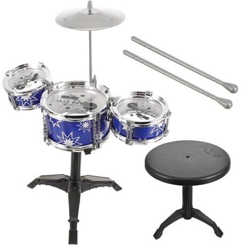 BESTonZON 1 Set Batteria per Bambini Tamburo Giocattolo per Bambini in età prescolare Strumento a percussione per Strumento Musicale percussioni plastica Blue
