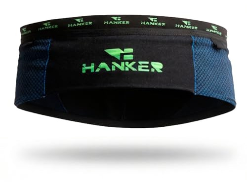 HANKER Riñonera Running Deportiva Unisex - Cinturón Porta Móvil, Geles, Llaves y Botella 500 ml - Ideal para Correr, Trail, Gimnasio y Ciclismo