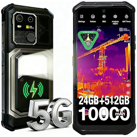AGM G3 Pro Movil Irrompible 5G, Smartphone Resistente con Cámara Térmica, 12+12GB RAM+512GB ROM, Batería 10000mAh, Carga Inalámbrica, Pantalla FHD+ 6.72 120Hz, Triple Ranura, Face ID, GPS, NFC