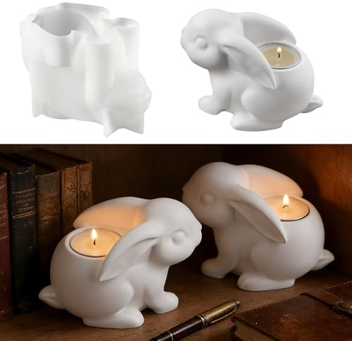 BDYLYS Silikonformen Gießformen Ostern,3D Hase Silikonform für Osterdeko und Frühling,Gießformen Silikon zum Kerzen,Gießen,Epoxidharz Formen
