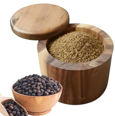 Salero, con tapa giratoria hermética, recipientes para sal de cocina de piso, para preparación de comidas, cocina, casa de estilo rústico, restaurante, barbacoa, camping