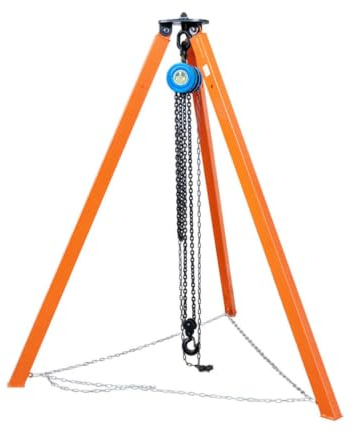 Mini Trépied De Levage Télescopique De Sauvetage, Palan À Chaîne Manuel | Palan à trépied de sauvetage robuste, hauteur de travail de 4,9/9,1 pieds, adapté au levage extérieur(Style 2)
