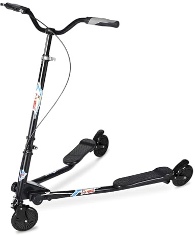 AOODIL Swing Scooter, Wiggle Scooter för barn, Flicker Scooter, Scissors Scooter, Justerbar höjd, 3 hjul vikbar scooter (W-SP01(För ålder 6+), Svart)