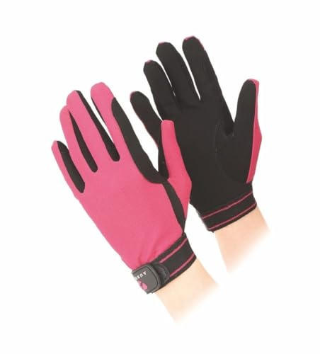 Shires Aubrion Ladies Mesh Horse Riding Gloves in Raspberry Medium, Raspberry