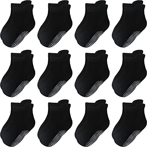 Aroveea Chaussettes de Bébé à Cheville Anti-Dérapantes - Pack de 12, Chaussettes de Coton Mignonnes pour Bébés, Tout-Petits, Garçons et Filles