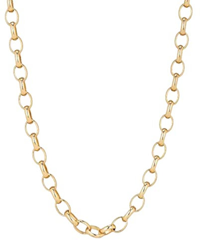 THE BLING KING 10mm Gold Ladies Oval Belcher Chain, Luxury Finish and Detailing 18K Real Gold Plated Jewellery, Gold Necklace for Men and Women (Length: 22 Inches)