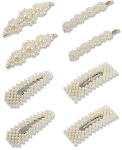 JELIEE 8 PCS Pearl Hair Clips Large Pins Barrette Ties Hairpins for Woman Headwear Sweet Accessories Fashion Cute