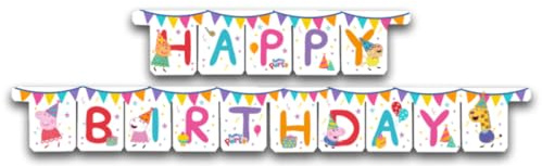 BeenSmile, Peppa Wutz Girlande, Happy Birthday, Geburtstagsdekoration für Kinder, Themenpartys und Kinderfeiern, 1 Stück