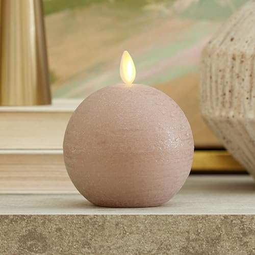 Luminara Timeless Taupe Chalky Sphere (3.5 x 4.25) Flameless Candle Real Wax Unscented Moving LED Sphere Designed to fit Luminara Snail Candle Holder (Sold Separately)