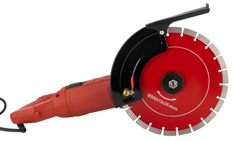 OUBUBY Betonsägen, Kreissägen Steinsägen Mauersägen 3000W Reinkupfermotor Mauernutfräse 12 Zoll Einblatt Nutfräsmaschine Schnitttiefe 110 mm Geeignet Zum Schneiden Von Beton, Stahl (Rot)