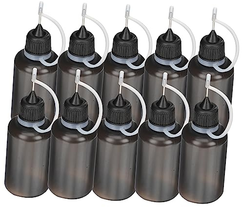 DIYEAH 20pcs 30ml Refillable Squeeze Bottles with Steel Needle Nozzle, Black Ldpe Plastic Applicator Bottles for Engine Oil, Glue Storage, and Craft Use