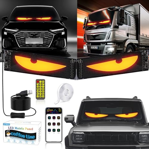 2 paia di occhi diabolici a LED per camion IP65 impermeabili, Dimensioni 7 * 17,3 cm, Lampada LED dinamica per auto fai-da-te con occhi colorati e schermo morbido, insegna luminosa a LED per auto, App