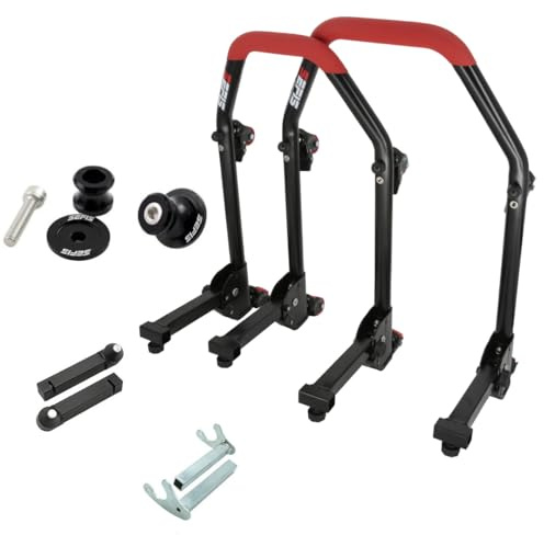 SEFIS M20U Motorradständer Set + Prismabuchsen M8 Vorder- und Hinterrad Motorradheber Serviceständer Front und Heck montageständer aufbocken (für Kawasaki Z900 2017-2024 / Z650)