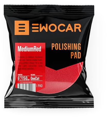 Ewocar MediumRed 175x25/150 Polierpad – Speziell für 2in1 One Cut One Step Politur, Entfernt Hologramme, Ein-Schritt-Finish, Profi-Qualität für DA & Rotary Poliermaschinen