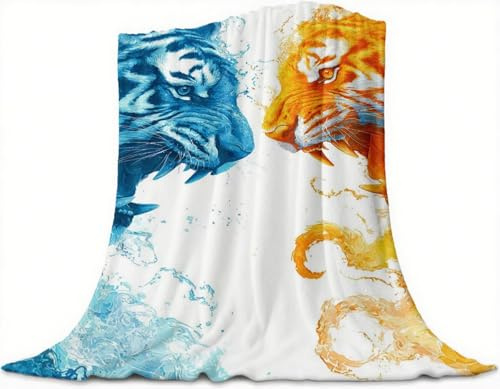 Tigre Coperta 210x180cm, Fantasia Coperta Divano Flanella Singolo Riscaldante e Morbida, Coprituto per Divano Letto Sngolo in Morbido Pelosa, Coprituto di Protezione per Letto e Confortevole,Model554