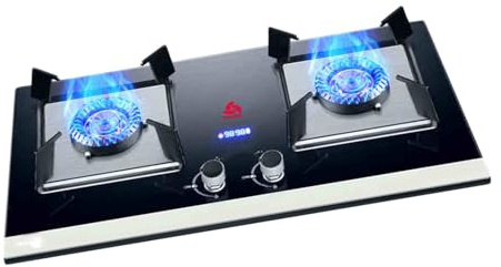 Gas Cooktop Stove,73cm 2 Burner Black Gas Hob With 2 Dual Wok Burners,suitable For Student Accommodation Caravans Offices(NG)