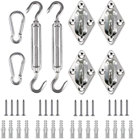 Yilceemy 40 pezzi M5 Kit di fissaggio per tenda da sole, kit accessori hardware, acciaio inox 304, adatti per tende da sole triangolari e quadrate
