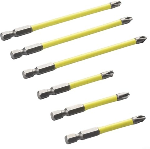 Paquete de 6 puntas de destornillador ranuradas en cruz, FPH2 de 5,5 mm para electricista, kit de destornilladores de montaje de panel eléctrico, 65 mm y 110 mm de longitud para electricistas