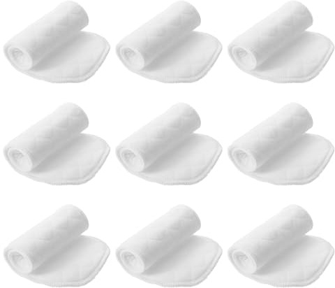 GALPADA Inserts de Couches Lavables Ultra Absorbants et Réutilisables en Coton Blanc Lot de 10 Neuf Couches, Adaptés pour Bébé et Soins D'incontinence Nocturne