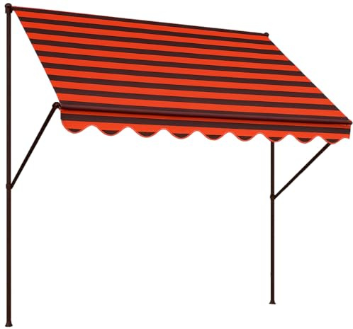 ANGERER Klemmmarkise Exklusiv orange-braun, 350 cm | Markise für Sonnenschutz, Montage ohne Bohren, ideale Balkonmarkise für Mietwohnungen, Made in Germany, waschbarer Stoff