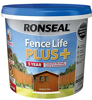 Ronseal RSLFLPPMO5L 5 Litre Fence Life Plus Paint - Medium Oak