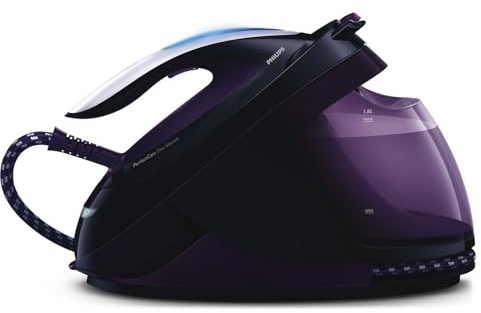 Philips PerfectCare Elite Steam Generator - 2400W, 500g Steam Boost, 7.5 Bar Steam Pressure, OptimalTEMP Technology, 1.8L Tank, Black/Purple (GC9650/80)