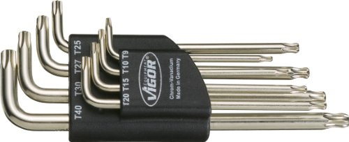 Vigor V1181 Torx Winkelschraubendreher-Satz, im Clip, T 9–T 40, 8-teilig