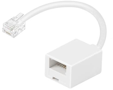 RJ11 to BT Adapter Plug - Single UK Telephone Jack to RJ11 Socket with Tail Lead Converter Extender - For Landline, Phone, FAX, Modem, SKY Plusnet talk talk and more - White